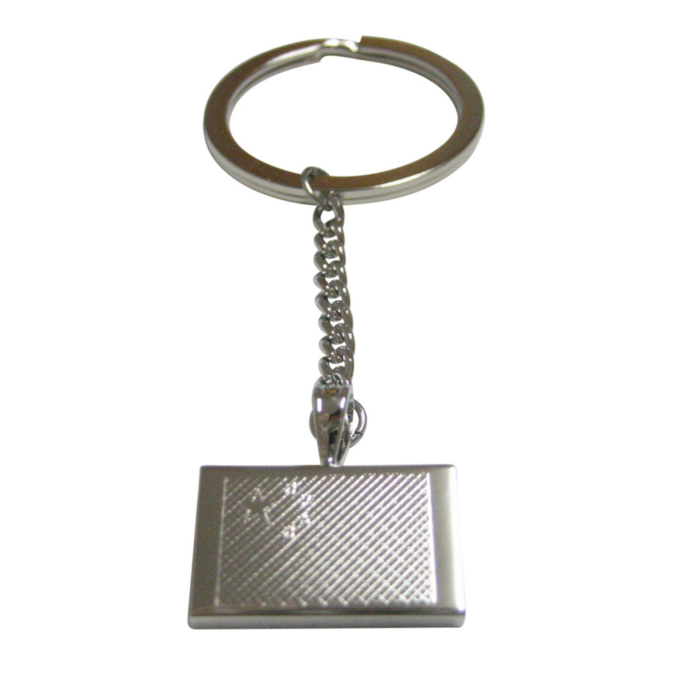 Silver Toned Etched China Flag Pendant Keychain